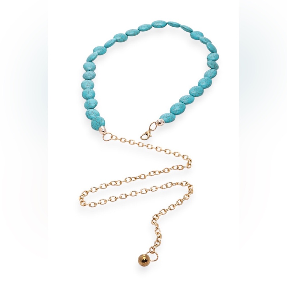 Turquoise Beaded Chain Statement Belt - Picture 7 of 7